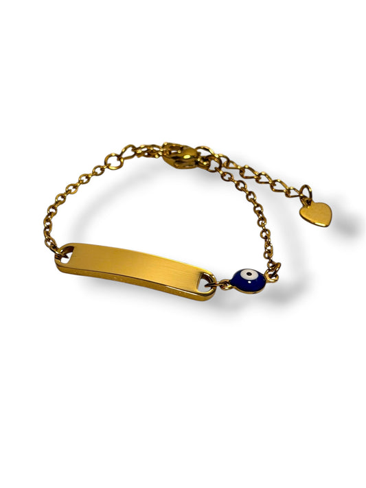 Mini Evil Eye Name Plate Bracelet