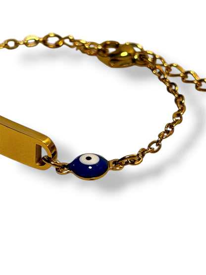Mini Evil Eye Name Plate Bracelet